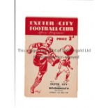 EXETER CITY V BOURNEMOUTH 1949 Programme for the League match at Exeter 23/4/1949, marked inside and
