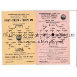 SOUTHEND ON SEA MINOR FOOTBALL LEAGUE Two small single sheet programmes for the 1952 League Cup