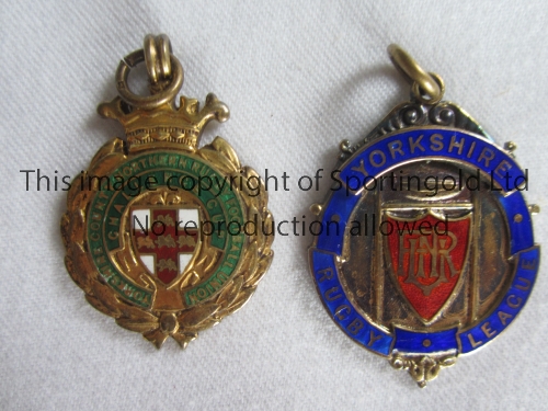 YORKSHIRE CUP MEDALS Two winners gold hallmarked medals awarded to Berwyn Jones in 1964/5 with