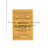 BRENTFORD Programme for the home FL South match v Clapton Orient 29/8/1942, slightly creased.