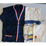 RUNNING VESTS Three vests for England. A.A.A. and 2 blue hoops, possibly British Universities plus a