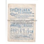 CHELSEA Programme for the home League match v Aston Villa 2/4/1920, creased and team changes. Fair