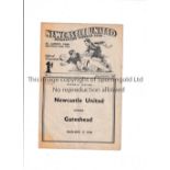 NEWCASTLE UNITED V GATESHEAD 1939 Programme for the Friendly at St. James's Park 25/12/1939, very