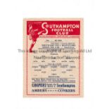 SOUTHAMPTON Single sheet programme for the home FL South match v Brentford 14/4/1945, slightly