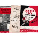 SWINDON TOWN Eight programme for home Friendlies v Fenerbahce 53/4, single sheet v Vienna 53/4,