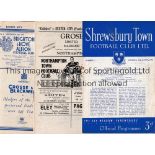 EXETER CITY Four away programmes in season 1952/3 v Shrewsbury, staples removed, Northampton,