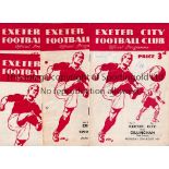 EXETER CITY Four home programmes in season 1951/2 v Gillingham, writing on the cover, Swindon,