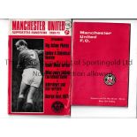 MANCHESTER UNITED Two Supporters' Club Handbooks 1962/3 and 1969/70 with price stamp on the cover.