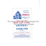 1943 FL SOUTH WAR CUP FINAL Programme for Arsenal v Charlton Ath. at Wembley, horizontal fold,