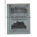 ASTON VILLA Programme for the home League match v Bradford City 12/11/1921, tears on the back cover.