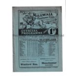 MILLWALL Programme for the home League match v Brentford 21/4/1934, slightly creased. Generally