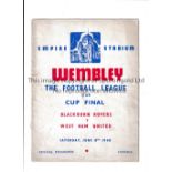 1940 FL WAR CUP FINAL Programme for Blackburn Rovers v West Ham United, slight vertical crease and