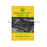 1962 LEAGUE CUP FINAL Programme for Norwich City at home v Rochdale 1/5/1962, very slight vertical