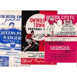 EXETER CITY Four away programmes in season 1952/3 v Bristol City, staples removed and slightly