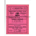 BRENTFORD Programme for the home League match v Southampton 9/3/1935, very slightly creased.