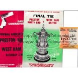 1964 FA CUP FINAL / PRESTON V WEST HAM A programme, song sheet and ticket for the FA Cup Final at