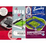 1961 LEAGUE CUP SEMI-FINAL / BURNLEY V ASTON VILLA Three programmes: at Burnley, very slightly