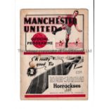 MANCHESTER UNITED Programme for the home League match v Brentford 22/4/1939, slightly creased,