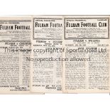 FULHAM Six home programmes in season 1948/9 v Walsall FA Cup, Coventry, Chesterfield, Luton,