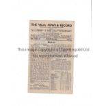 1945/6 FA CUP / ASTON VILLA V COVENTRY CITY Programme for the tie at Villa 8/1/1946, folded and