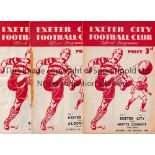 EXETER CITY Three home programmes in season 1947/8 v Notts. County, team changes, Aldershot, tape