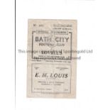 BATH CITY V LOVELLS 1945 Programme for the match at Bath on 15/12/45. Fold. Fair to generally good