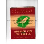 NORWICH CITY V MILLWALL 1938 Souvenir programme and newspaper page for the visit of the King for the