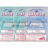 LINFIELD Eight home programmes v Ards 29/10/1955, Cliftonville 31/12/1955, Distillery 14/1/1956,