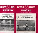 WEST HAM UNITED Two programmes for home Friendlies in 1955/6 season v Rapid Vienna, slightly creased