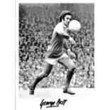 GEORGE BEST AUTOGRAPH A 13" X 10" b/w Legend Series picture autographed in black marker. Very good