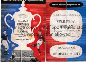 1951 F.A. CUP SEMI-FINALS Two programmes for Blackpool v Birmingham City, at Manchester City FC,