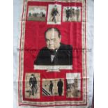 SIR WINSTON CHURCHILL A linen tea towel, which appears to be unused, commemorating the life of