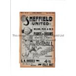 SHEFFIELD UNITED V SUNDERLAND 1898 Programme for the League match at United 2/4/1898 in their