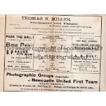 NEWCASTLE UNITED V ASTON VILLA 1903 Programme for the opening League match of the 1903/4 season at