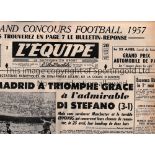 MANCHESTER UNITED Match v Real Madrid 11/4/1957 EC Semi-Final. No programme issued. L'Equipe 10/4/