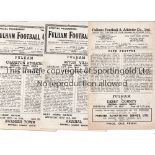 FULHAM Seven home programmes in season 1945/6 v Derby, Aston Villa, Charlton with newspaper reports,