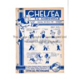 CHELSEA Programme for the home League match v Bolton Wanderers 12/3/1938, ex-binder. Generally good