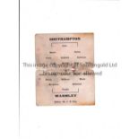 SOUTHAMPTON V WARMLEY 1898 Official team card programme for the Southern League match at Southampton