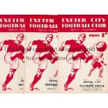 EXETER CITY Three home programmes in season 1950/1 v Plymouth Devon Championship, Southend and