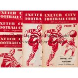 EXETER CITY Four home programmes in season 1948/9 v Watford, staples removed, Brighton, staples