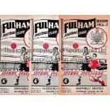 FULHAM Seventy nine home programmes: 15 X 1956/7 including Liverpool. Stoke has tape on the back