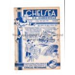 CHELSEA Programme for the home League match v Preston North End 15/4/1938, ex-binder. Generally