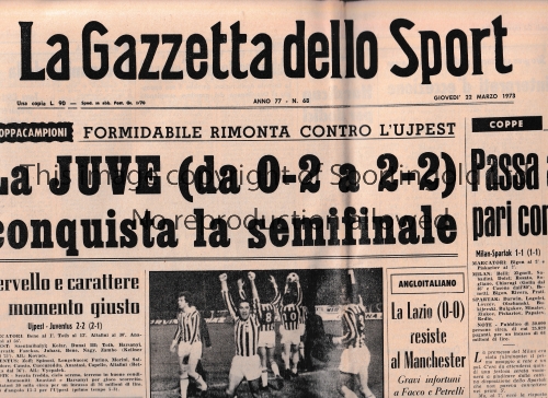 1973 ANGLO-ITALIAN CUP LAZIO V MANCHESTER UNITED Match played 21/3/1973 at the Stadio Olimpico,