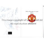 MANCHESTER UNITED / 1999 CHAMPIONS LEAGUE FINAL An official United After Match Buffet menu for