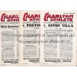 CHARLTON ATHLETIC Fourteen programmes for the 1953/4 season: 10 homes v Aston Villa, Cardiff,