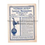 TOTTENHAM HOTSPUR V ARSENAL 1947 Single sheet programme for the Football Combination Cup tie at