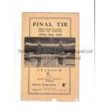 1925 FA CUP FINAL Programme for Cardiff City v Sheffield United, back cover missing and minor