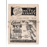 NOTTS COUNTY V NEWPORT COUNTY 1949 / SCORE 11-1 Programme for the League match at County 15/1/