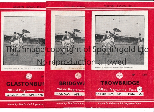 BIDEFORD Twelve home programmes v 1955/6 Dorchester, Frome, Salisbury 1956/7 Salisbury FA Cup,