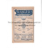 GLASGOW RANGERS Programme for the League match at Rangers v Clyde 25/1/1947, slightly creased and